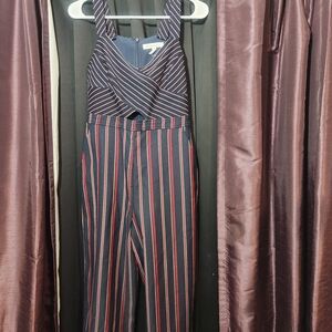 Striped Navy and Red Jumpsuit